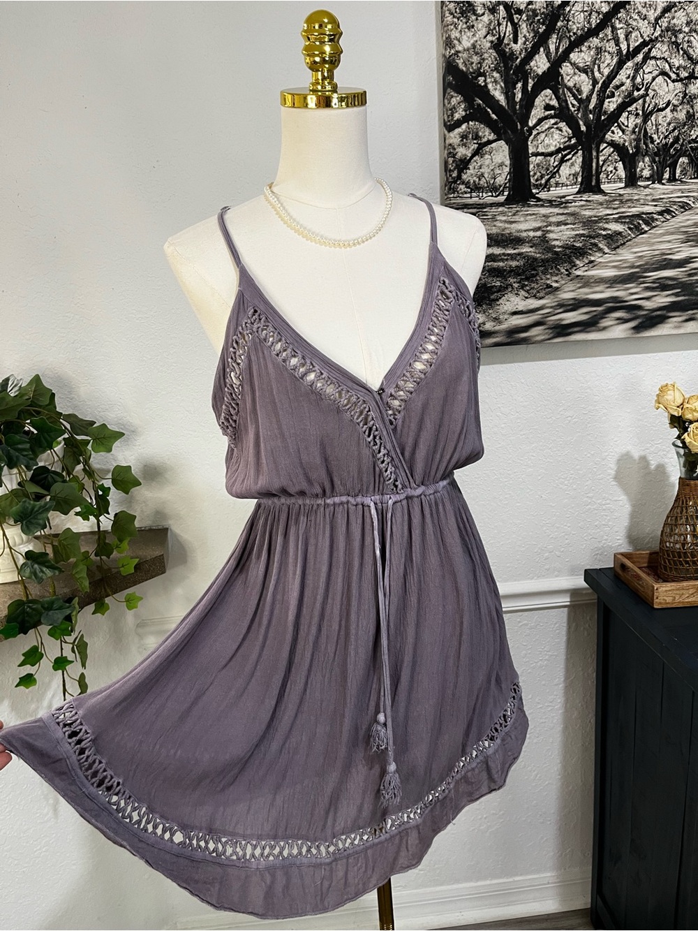 raya sun Lavender Grey Crochet-Trim Swim Coverup Dress - Picture 8 of 13